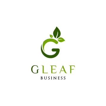 Initial Letter G Leaf Icon Logo Design Template Stock Illustration
