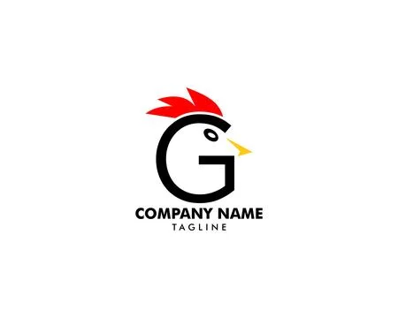 Initial letter G logo with rooster design logo template Stock Illustration