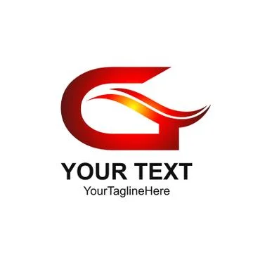 Initial letter G logo template colored red swoosh wave design for business an Stock Illustration