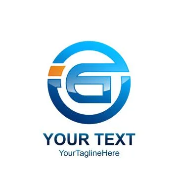 Initial letter G logo template colored blue circle design for business and co Illustrazione stock