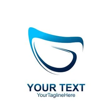 Initial letter G logo template colored blue abstract swoosh design for busine Stock Illustration