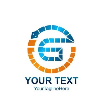 Initial letter G logo template colored orange blue circle dotted line snack h Stock Illustration