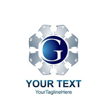 Initial letter G logo template colored blue grey circle home design for busin Stock Illustration