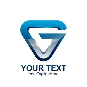 Initial letter G logo template colored blue grey triangle design for business Stock Illustration