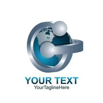 Initial letter G logo template colored blue grey circle design for business a Stock Illustration