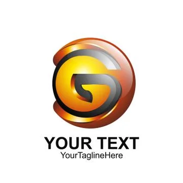 Initial letter G logo template colored orange circle sphere design for busine Stock Illustration