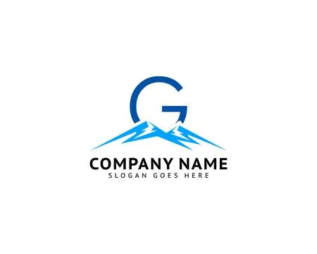 Initial Letter G Mountain Logo Design Vector Template Stock Illustration
