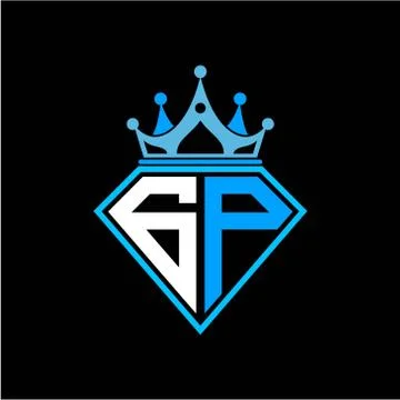Initial letter G P diamond shape with crown decoration Stock Illustration
