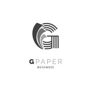 Initial Letter G Paper Icon Logo Design Template Stock Illustration