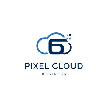Initial letter G pixel cloud logo design inspiration Stock Illustration