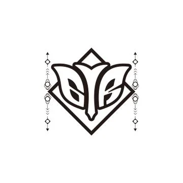 Initial letter G R bow and arrow, white and black, with square decoration. Stock Illustration