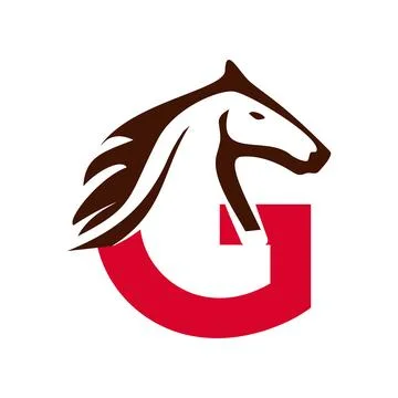 Initial letter g running horse logo design template Stock Illustration