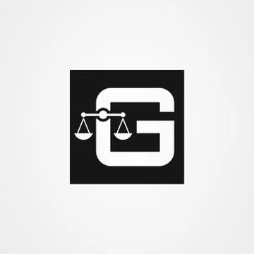 Initial letter g with scale of law logo design Illustrazione stock
