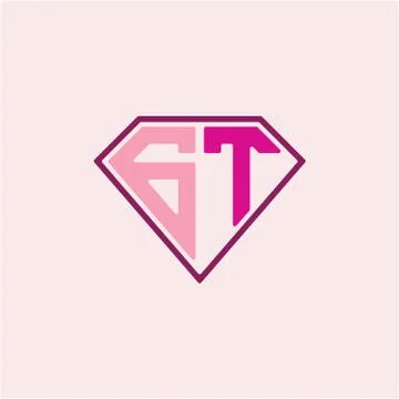 The initial letter of the G T logo is diamond shaped, with a modern minimalis Stock Illustration