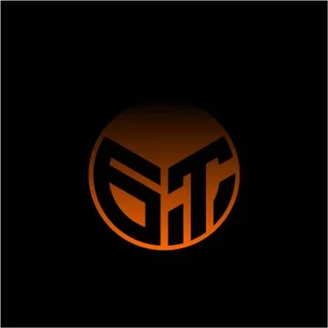 Initial letter G T Modern circle with elegant colored background frame 스톡 일러스트
