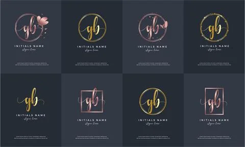 Initial letter GB G B handwriting logo set design template. Stock Illustration