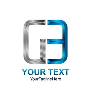 Initial letter GE or G3 logo template colored grey blue square design for bus Stock Illustration