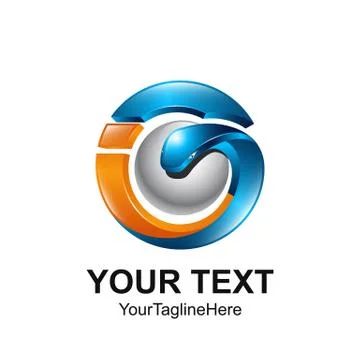 Initial letter GI or IG logo template colored orange blue circle sphere snack Stock Illustration