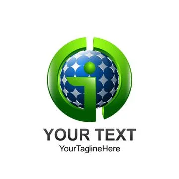 Initial letter GID logo template colored green blue sphere design for busines Stock Illustration