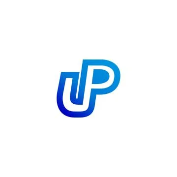 Initial Letter UP Gradient Blue Color Symbol Stock Illustration