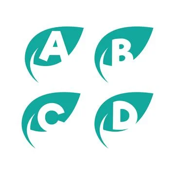 Initial letter with green leaf logo イラスト素材