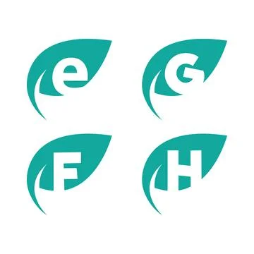 Initial letter with green leaf logo 스톡 일러스트