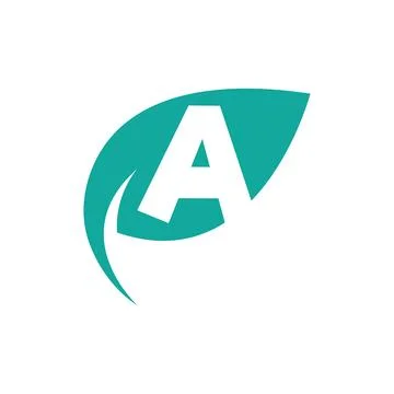 Initial letter with green leaf logo Stock Illustration