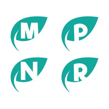 Initial letter with green leaf logo Stock Illustration