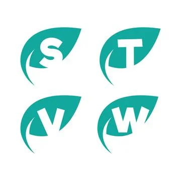 Initial letter with green leaf logo Stock Illustration