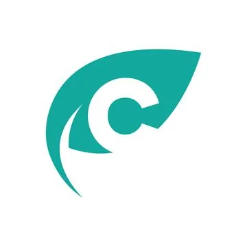 Initial letter with green leaf logo 스톡 일러스트