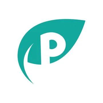 Initial letter with green leaf logo 스톡 일러스트