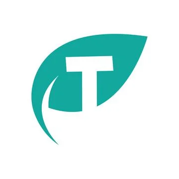 Initial letter with green leaf logo 스톡 일러스트