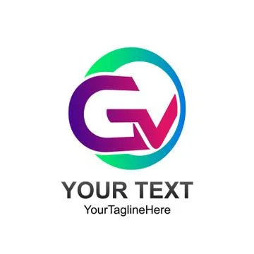 Initial letter GV logo template colorfull circle design for business and comp Stock Illustration