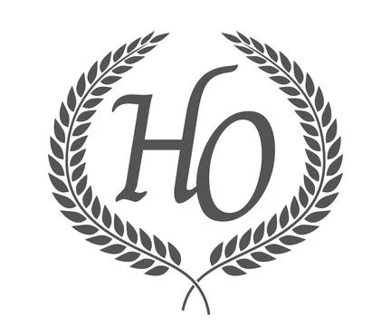 Initial letter H and O, HO monogram logo design with laurel wreath. Luxury .. Stock Illustration