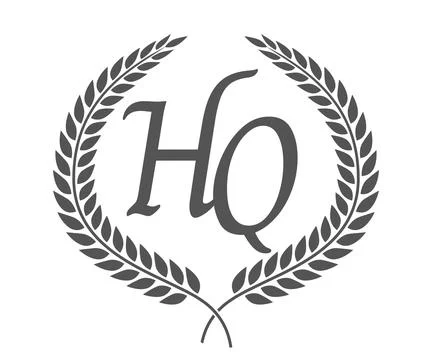 Initial letter H and Q, HQ monogram logo design with laurel wreath. Luxury .. Stock Illustration