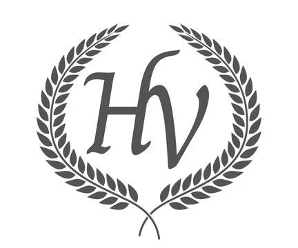 Initial letter H and V, HV monogram logo design with laurel wreath. Luxury .. Stock Illustration