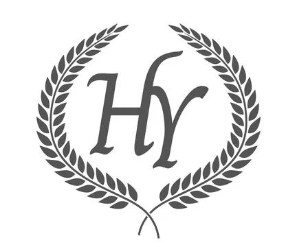 Initial letter H and Y, HY monogram logo design with laurel wreath. Luxury .. Stock Illustration