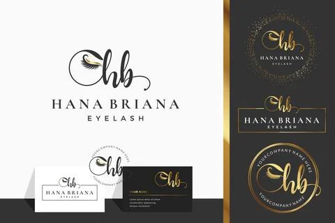 Initial letter H HB lash, Eyebrow, Lashes, eyelash extension logo design coll Stock Illustration