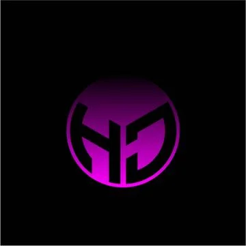 Initial letter H J Modern circle with elegant colored background frame 스톡 일러스트