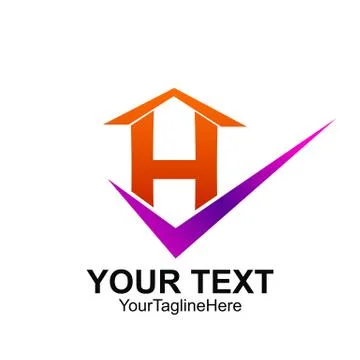 Initial letter H logo template colorful check home design for business and co Stock Illustration