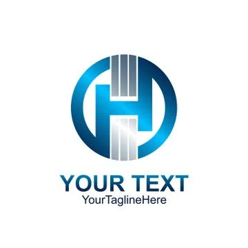 Initial letter H logo template colored blue circle design for business and co Illustrazione stock