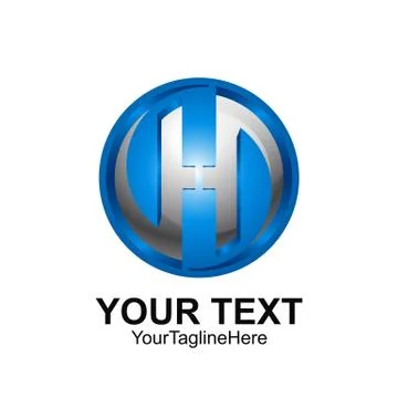 Initial letter H logo template colored blue grey circle swoosh design for bus Stock Illustration