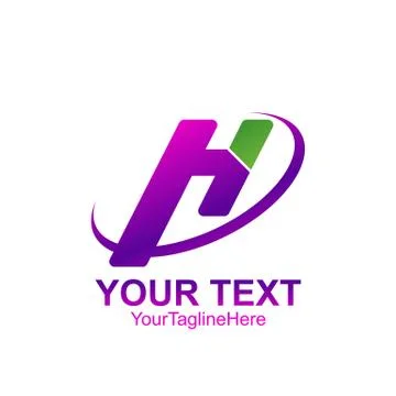 Initial letter H logo template colorful circle swoosh design for business and Stock Illustration