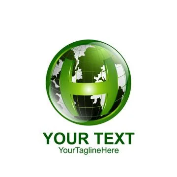 Initial letter H logo template colored green world design for business and co Stock Illustration