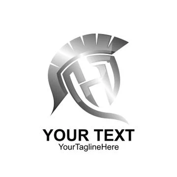 Initial letter H logo template colored silver warrior spartan design for busi Stock Illustration