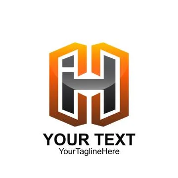 Initial letter H logo template colored bronze technology square design for bu Stock Illustration