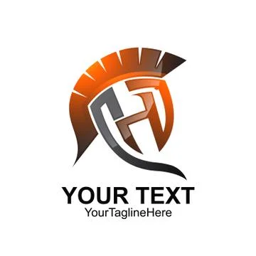 Initial letter H logo template colored silver warrior spartan design for busi Stock Illustration
