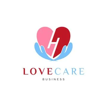 Initial Letter H Love Care Icon Logo Design Template Stock Illustration