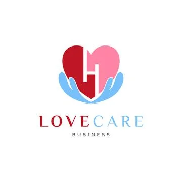 Initial Letter H Love Care Icon Logo Design Template Stock Illustration
