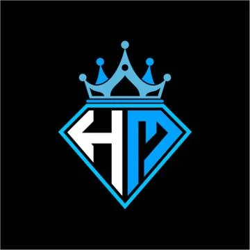 Initial letter H M diamond shape with crown decoration Stock Illustration